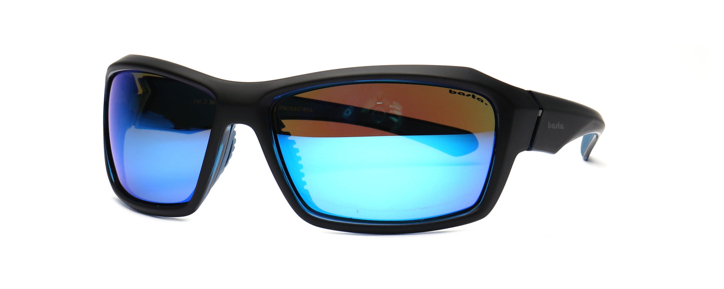 Sportsonnenbrille Frame Brothers mit UV400 Schutz und Polarisiert in Schwarz - Blau